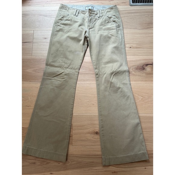 Abercrombie & Fitch Pants - Abercrombie & Fitch Flare Pants Womens 4R Khaki Tan Vintage Low Rise Y2K Cotton